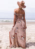 Vestido Longo Floral Ombro Caído
