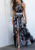 Vestido Longo Estampado Com Fenda