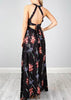 Vestido Longo Floral com Fenda