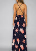 Vestido Longo Chiffon Estampado com Trançado nas Costas