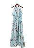 Vestido Longo Estampado Aberto nas Costas com Fenda