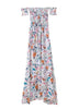 Vestido Mullet Longo Floral Ombro a Ombro
