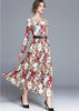 Vestido Longo Renda Floral com Cinto