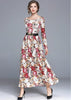 Vestido Longo Renda Floral com Cinto