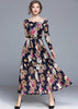 Vestido Evasê de Renda Longo Floral