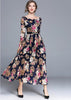 Vestido Evasê de Renda Longo Floral