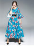 Vestido Longo Manga Flare Estampado