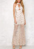 Vestido Longo Tule Bordado com Paetês