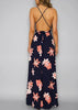 Vestido Longo Floral Costas Abertas com Fenda