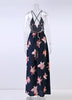 Vestido Longo Floral Costas Abertas com Fenda