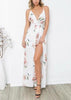 Vestido Floral Longo Cruzado Costas