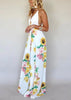 Vestido Longo Florido Fenda Cruzado Nas Costas