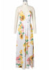Vestido Longo Florido Fenda Cruzado Nas Costas