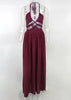 Vestido Longo Frente Única com Fenda e Recortes