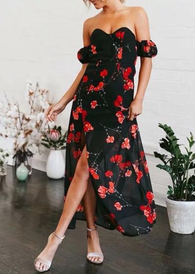 Vestido Longo Ciganinha Floral com Fenda