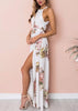 Vestido Longo Floral Fundo Branco com Fenda