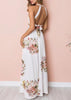 Vestido Longo Floral Fundo Branco com Fenda