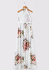 Vestido Longo Floral Fundo Branco com Fenda