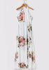 Vestido Longo Floral Fundo Branco com Fenda