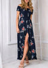 Vestido Ciganinha Longo com Fenda Floral