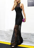 Vestido Longo de Renda Preto Estilo Sereia