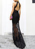 Vestido Longo de Renda Preto Estilo Sereia