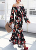 Vestido Longo Ombro a Ombro Estampado