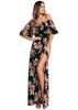 Vestido Longo Ombro a Ombro Floral Dark