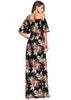 Vestido Longo Ombro a Ombro Floral Dark