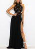 Vestido Longo Renda Frente Única com Fenda
