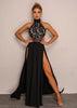 Vestido Longo Renda Frente Única com Fenda
