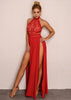 Vestido Longo Renda Frente Única com Fenda