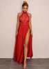 Vestido Longo Renda Frente Única com Fenda