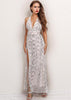 Vestido longo de Festa de Paetês com Fenda