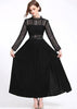 Vestido de Renda com Chiffon Longo