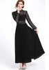 Vestido de Renda com Chiffon Longo