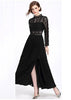 Vestido de Renda com Chiffon Longo