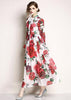 Vestido Longo Estampado Gola Laço