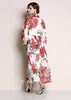 Vestido Longo Estampado Gola Laço