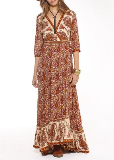 Vestido Longo Transpassado Estilo Boho