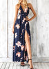 Vestido Longo Florido com Fenda