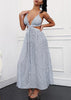 Vestido Longo com Recortes na Cintura