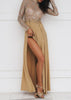 Vestido de Lantejoula Dourado Longo com Fenda