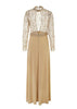 Vestido de Lantejoula Dourado Longo com Fenda