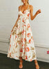 Vestido Longo Estampado com Babado