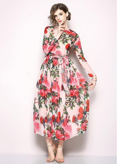 Vestido Longo Evasê Estampado para Festa