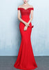 Vestido Ombro a Ombro Longo Sereia com Pedraria