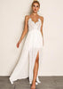 Vestido Longo Fenda com Renda de Festa
