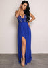 Vestido Longo Fenda com Renda de Festa