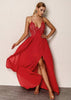 Vestido Longo Fenda com Renda de Festa